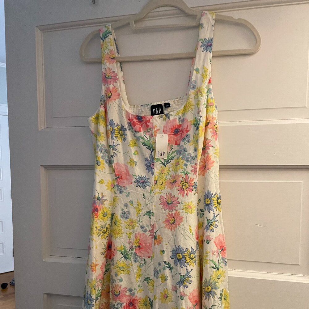 GAP Linen-Blend Mini Dress - Multi-color floral - Size Medium